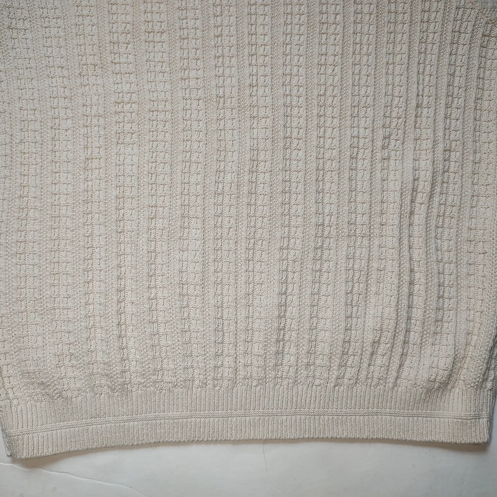 Bill Blass Vintage Sweater Men Cotton Cream Pullover Knit Crew Neck USA Ivory L - Picture 15 of 16